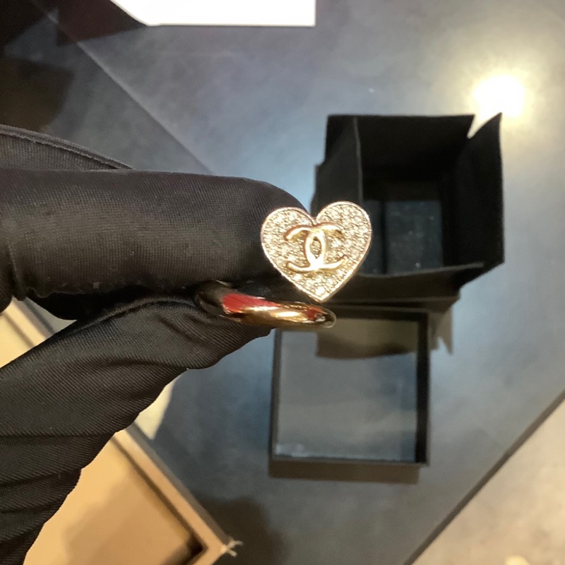 CHANEL 合金26P愛心水鑽戒指55-4