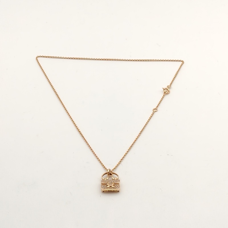 HERMES AmulettesConstance康康項鏈滿鑽老扣18K玫瑰金/鑽石-4