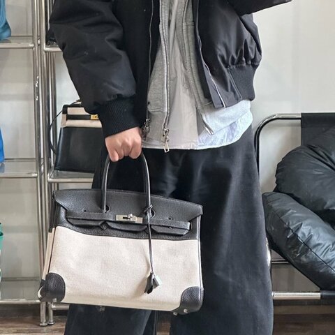 Hermes Hac birkin40 bk40 烏木色 帆布拼皮 40*22*26 98新配件鑰匙*2 鎖 塵袋 盒子