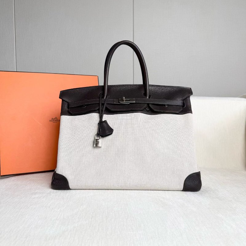 Hermes Hac birkin40 bk40 烏木色 帆布拼皮 40*22*26 98新配件鑰匙*2 鎖 塵袋 盒子-2