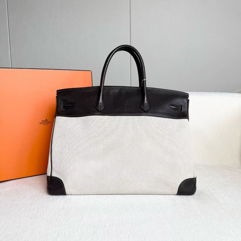 Hermes Hac birkin40 bk40 烏木色 帆布拼皮 40*22*26 98新配件鑰匙*2 鎖 塵袋 盒子-7