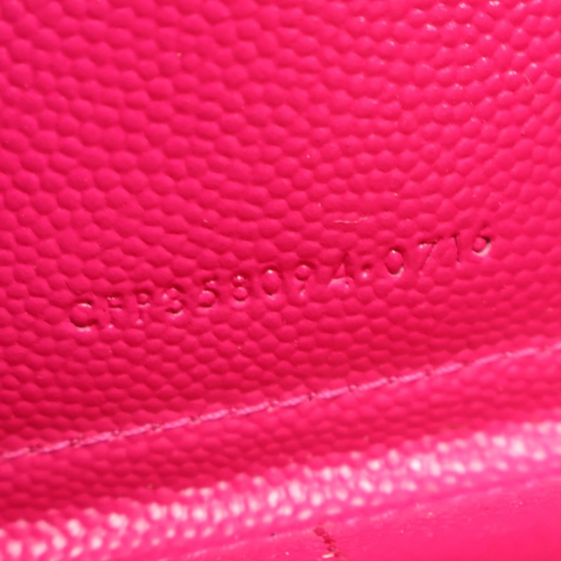 桃紅色牛皮 Cassandre Matelasse 拉鍊 長夾【SAINT LAURENT YSL 聖羅蘭】 358094-8