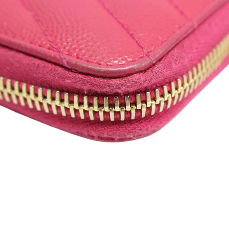 桃紅色牛皮 Cassandre Matelasse 拉鍊 長夾【SAINT LAURENT YSL 聖羅蘭】 358094-12