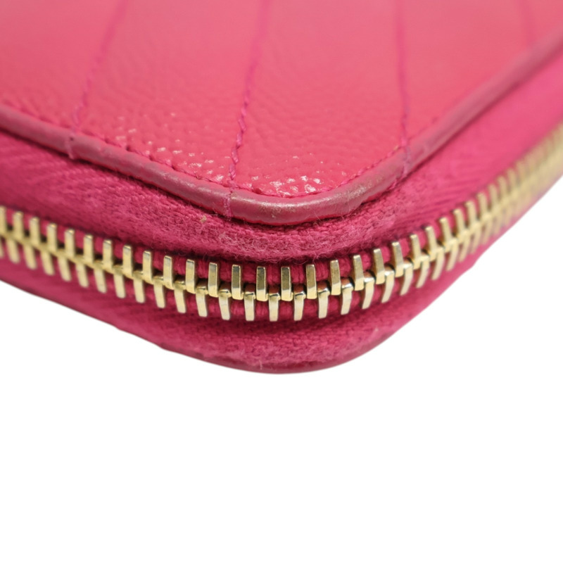 桃紅色牛皮 Cassandre Matelasse 拉鍊 長夾【SAINT LAURENT YSL 聖羅蘭】 358094-13