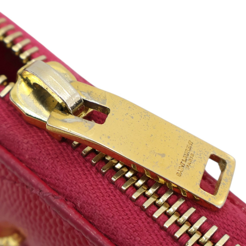 桃紅色牛皮 Cassandre Matelasse 拉鍊 長夾【SAINT LAURENT YSL 聖羅蘭】 358094-14