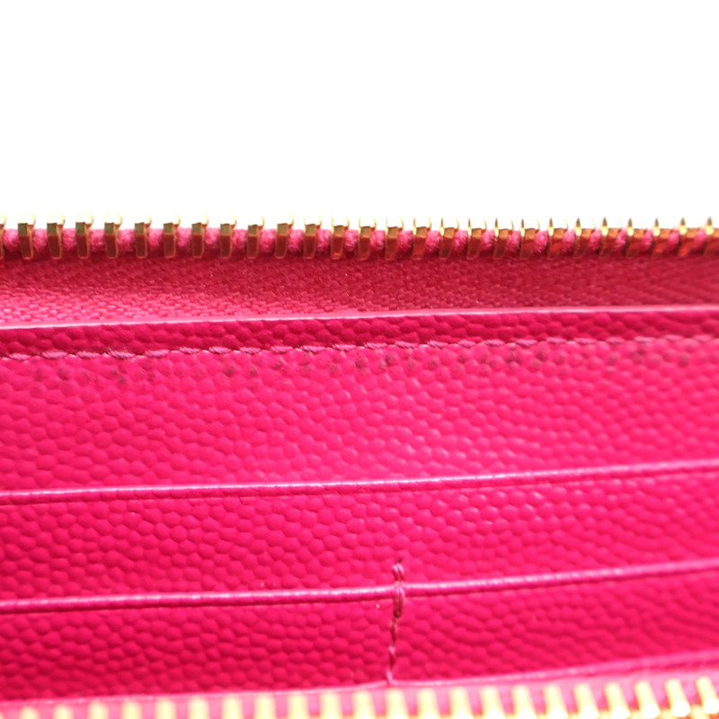 桃紅色牛皮 Cassandre Matelasse 拉鍊 長夾【SAINT LAURENT YSL 聖羅蘭】 358094-15