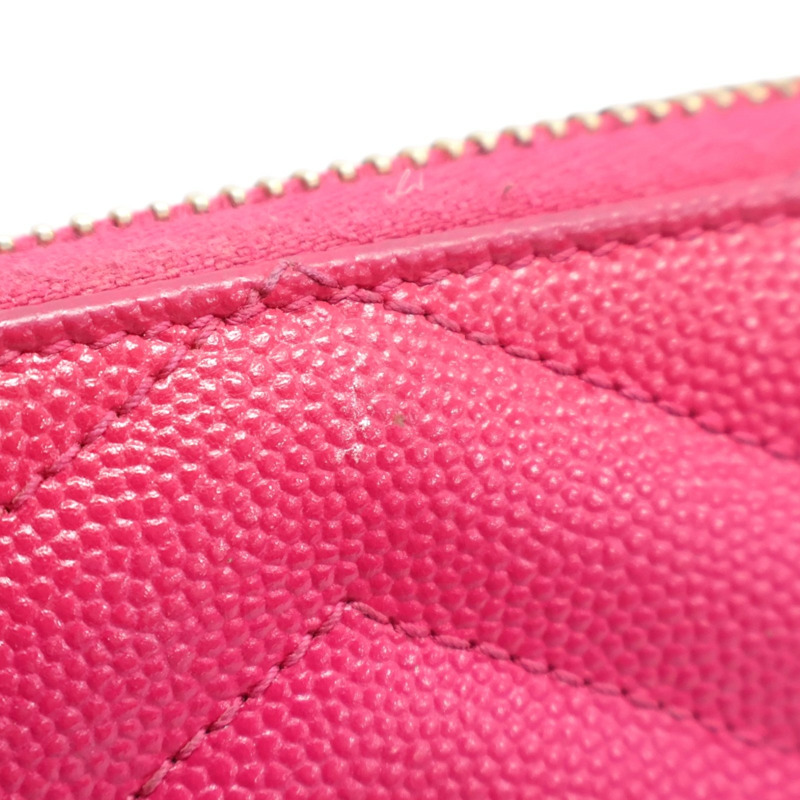 桃紅色牛皮 Cassandre Matelasse 拉鍊 長夾【SAINT LAURENT YSL 聖羅蘭】 358094-16