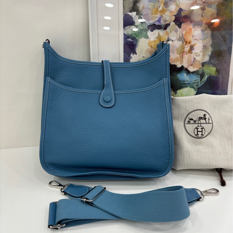 Hermes Evelyne29 伊芙琳29 牛仔藍銀扣 框P刻 TC皮-1