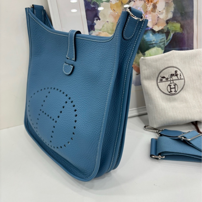 Hermes Evelyne29 伊芙琳29 牛仔藍銀扣 框P刻 TC皮-3