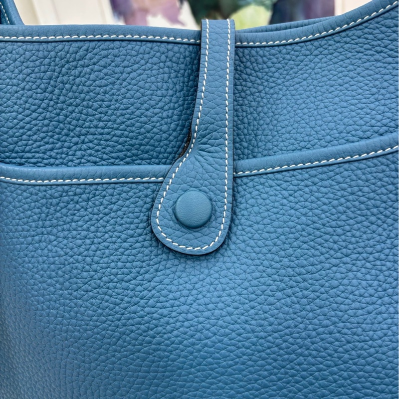 Hermes Evelyne29 伊芙琳29 牛仔藍銀扣 框P刻 TC皮-6