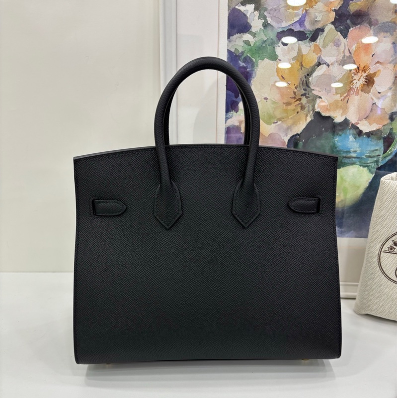 Hermes愛馬仕Birkin25黑金外縫 Epsom皮B刻印全套帶票-1