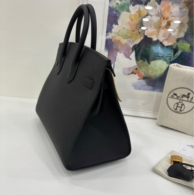Hermes愛馬仕Birkin25黑金外縫 Epsom皮B刻印全套帶票-2