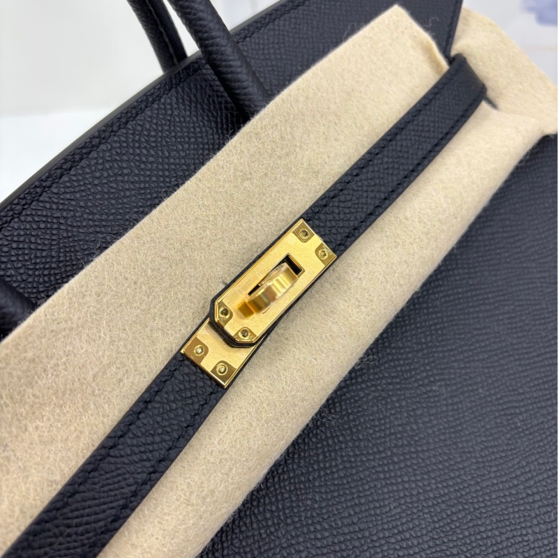 Hermes愛馬仕Birkin25黑金外縫 Epsom皮B刻印全套帶票-5