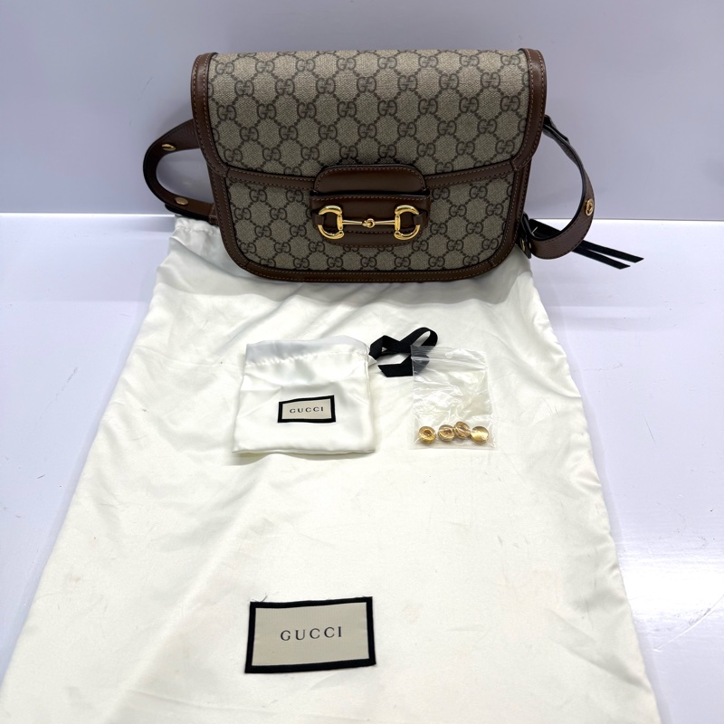 GUCCI 古馳  棕色HORSEBIT 1955系列肩背包 602204-2