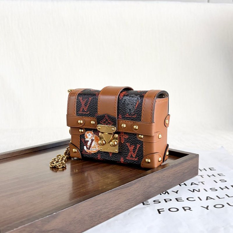 LV mini trunk限定款貓咪迷你盒子 11*8*3 99新配件塵袋-4