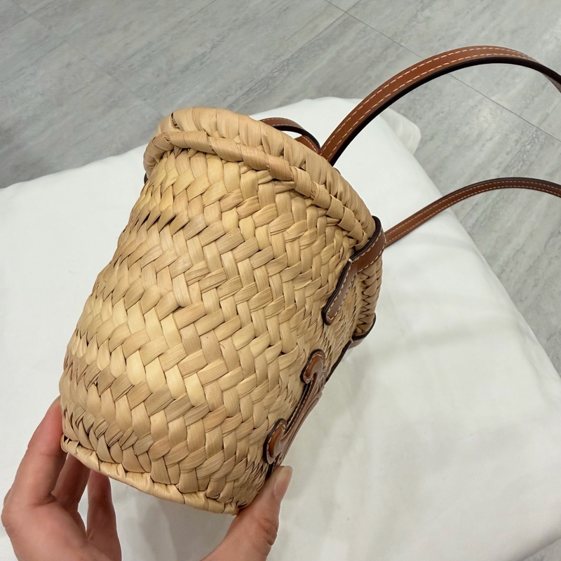 Celine 經典凱旋門 mini草編包 編織包-10