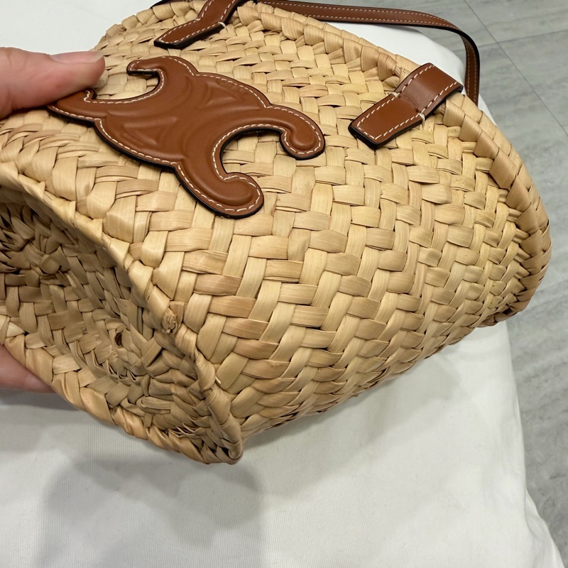 Celine 經典凱旋門 mini草編包 編織包-14