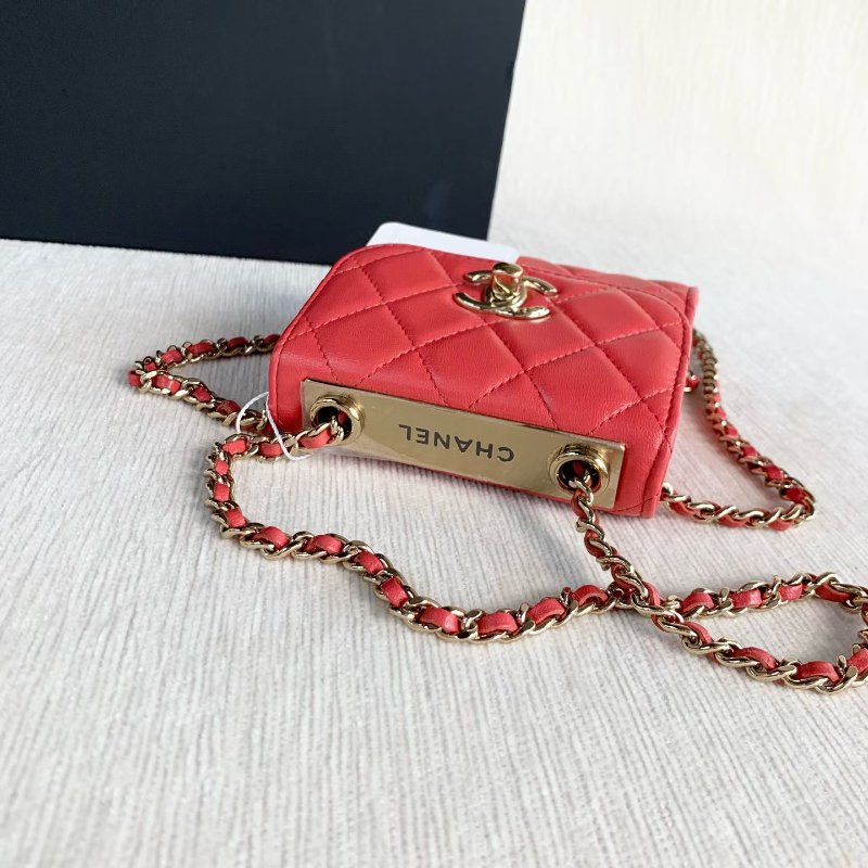 Chanel Trendy CC mini鏈條包  玫紅色金扣 羊皮 11*10*4 99新配健塵袋購證-2