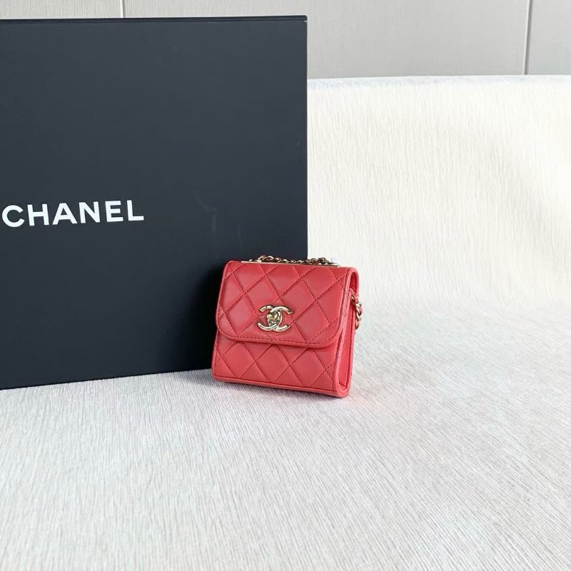 Chanel Trendy CC mini鏈條包  玫紅色金扣 羊皮 11*10*4 99新配健塵袋購證-4