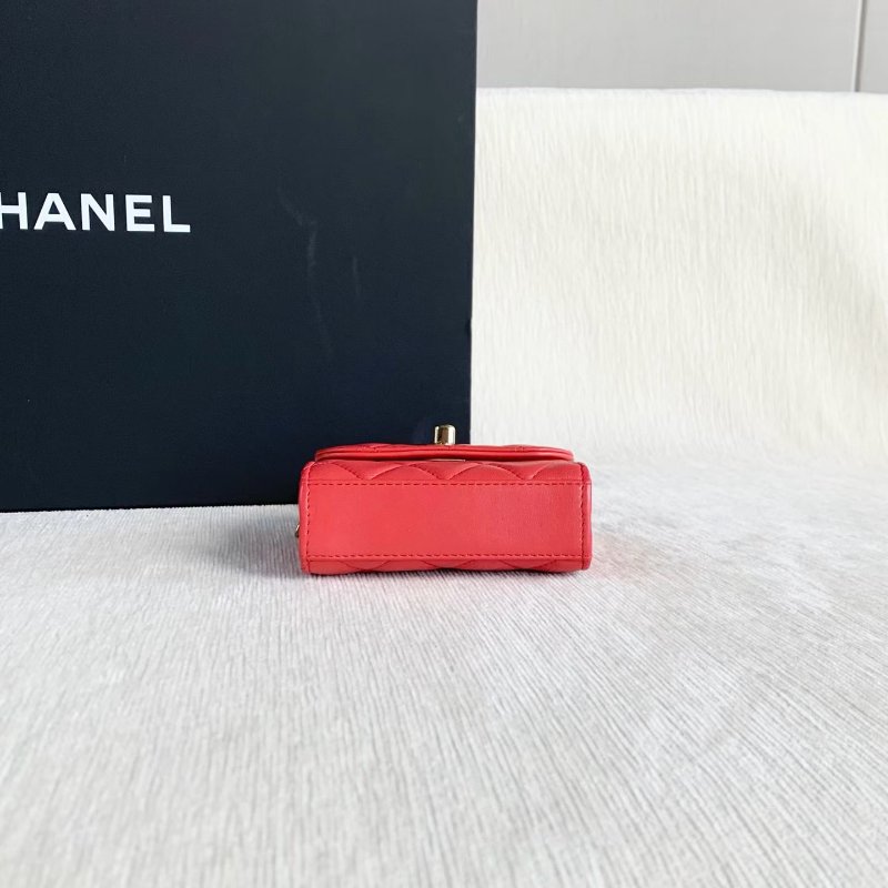 Chanel Trendy CC mini鏈條包  玫紅色金扣 羊皮 11*10*4 99新配健塵袋購證-6