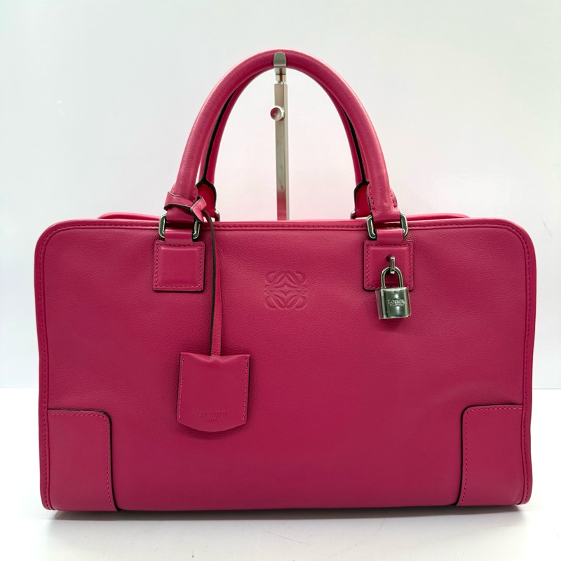 LOEWE 桃粉色 AMAZONA 36 手提包 （有燙金字母）-0