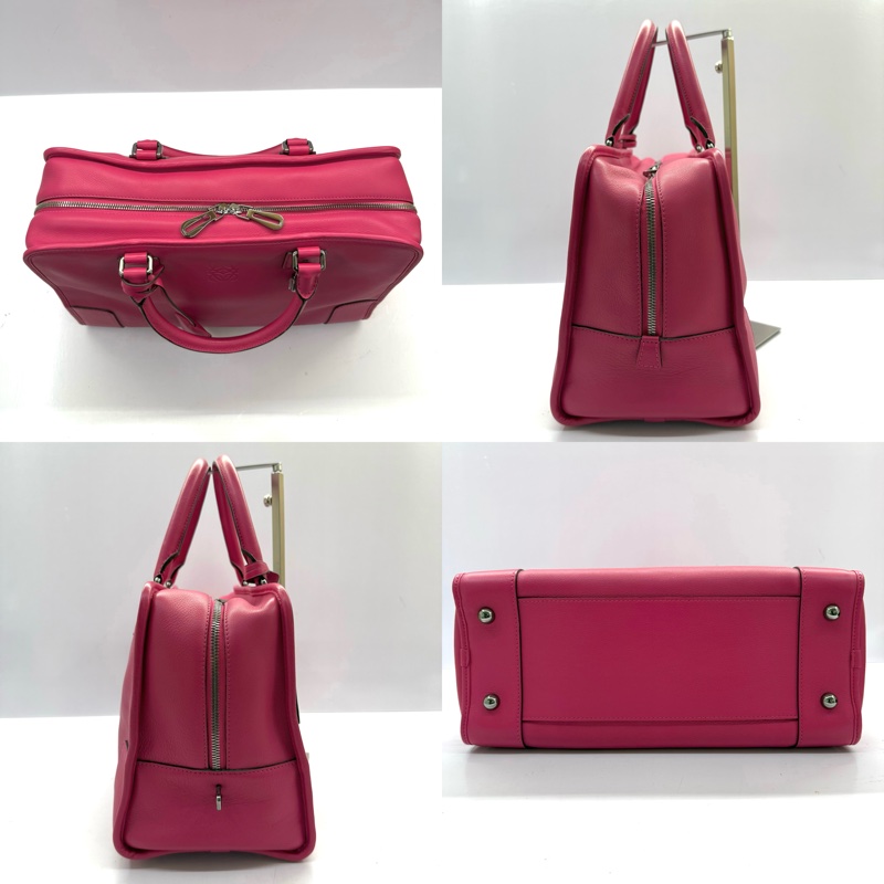 LOEWE 桃粉色 AMAZONA 36 手提包 （有燙金字母）-3