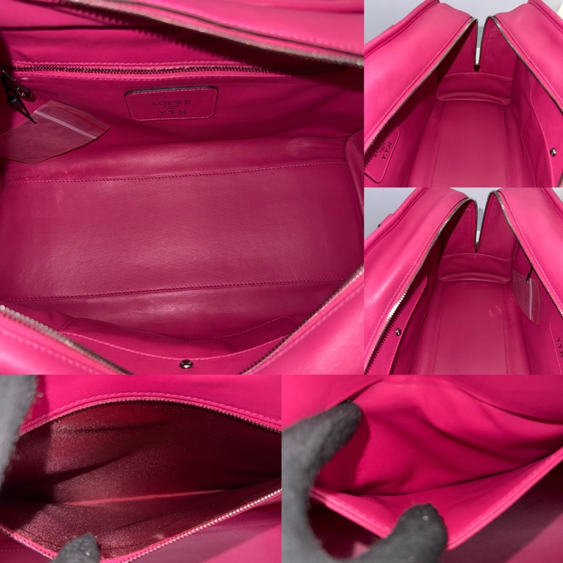 LOEWE 桃粉色 AMAZONA 36 手提包 （有燙金字母）-6