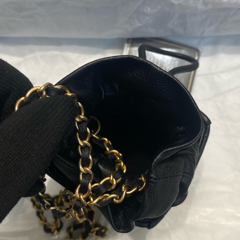 【31開帶卡】香奈兒/Chanel 口紅包盒子包 22C 系列黑金牛皮 底長7-7