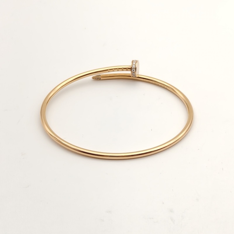 CARTIER JUSTEUNCLOU釘子20鑽細版手鐲18K玫瑰金/鑽石17號-3