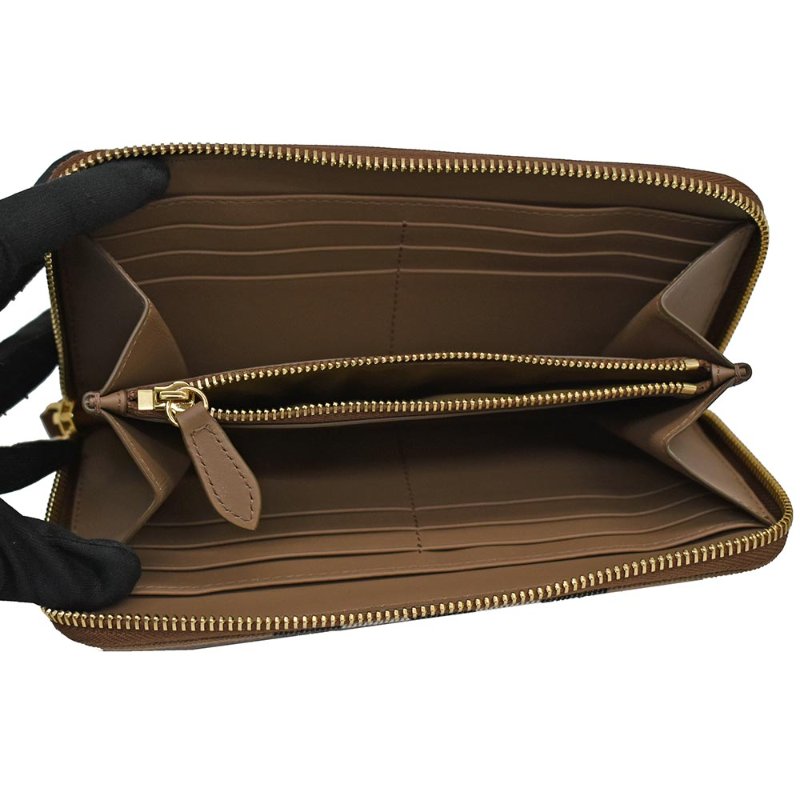【門市全新現貨】BURBERRY 牛皮拼接帆布格紋拉鍊長夾皮夾(附原廠防塵袋)-3