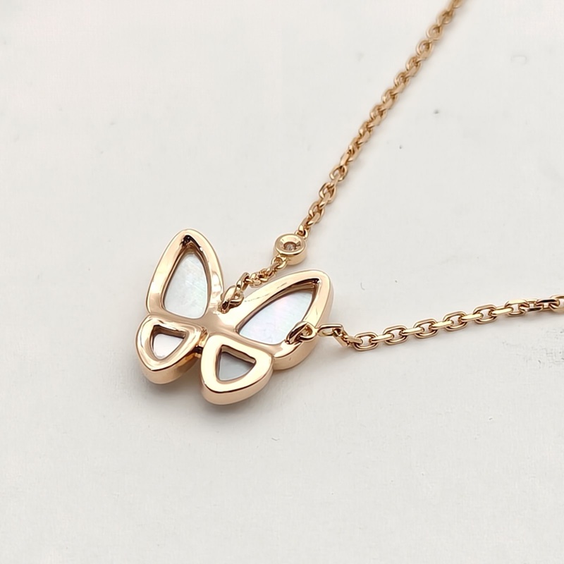 VAN CLEEF&ARPELS TwoButterfly蝴蝶項鏈二鑽18K玫瑰金/鑽石/白貝母-1