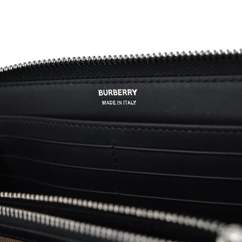 【門市全新現貨】BURBERRY 牛皮燙印LOGO牛皮內裏格紋拉鍊長夾皮夾(附原廠防塵袋)-3