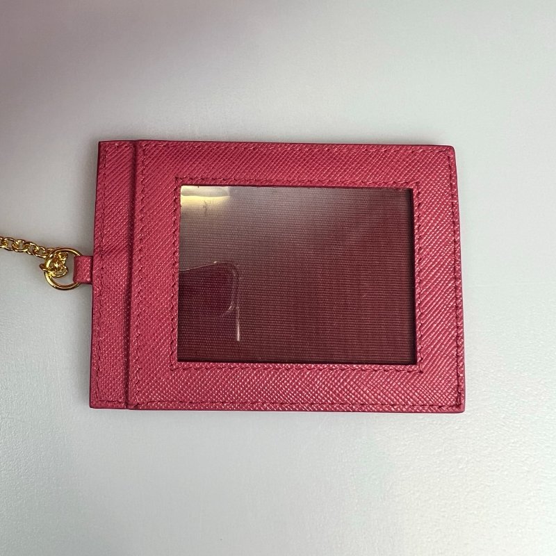PRADA  粉色掀蓋釦式長夾-13