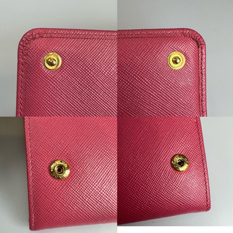 PRADA  粉色掀蓋釦式長夾-14