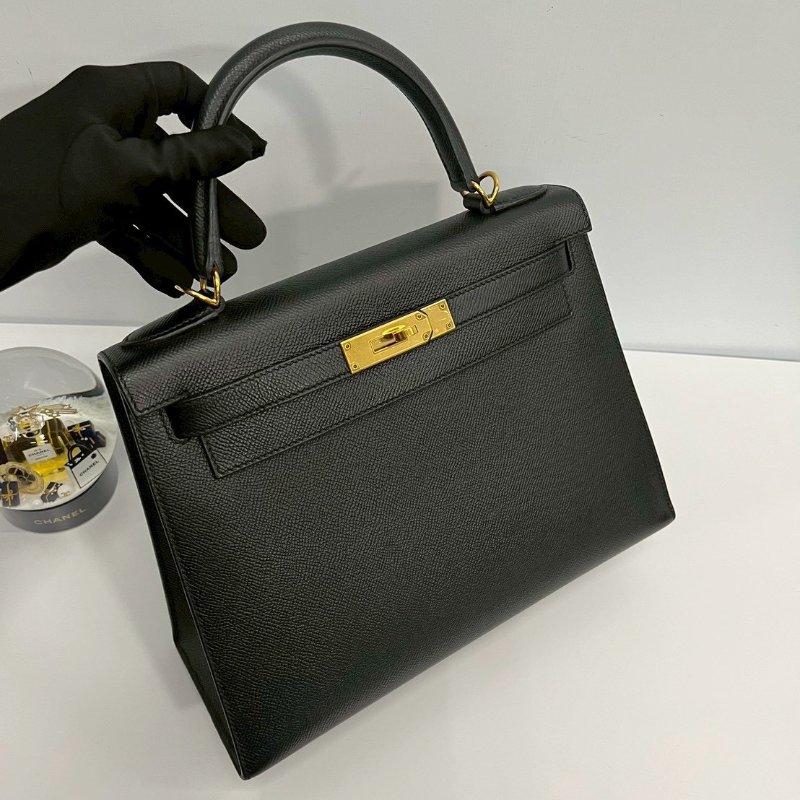 Hermes Kelly28 黑金 Epsom皮 99新-7