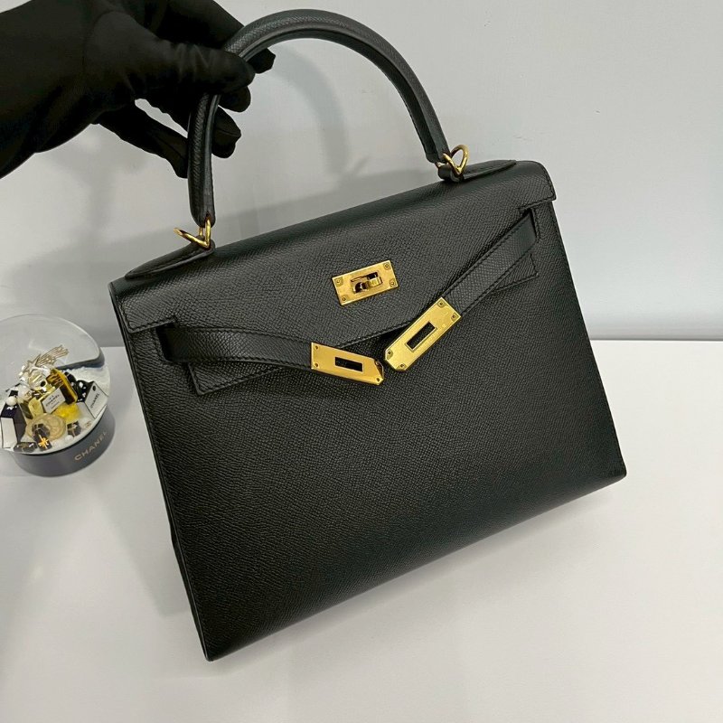 Hermes Kelly28 黑金 Epsom皮 99新-15