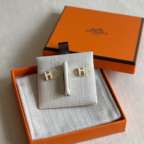 母親節禮物🎁全新現貨🍊Hermes 愛馬仕 Mini Pop H earrings 耳環 耳釘 白金