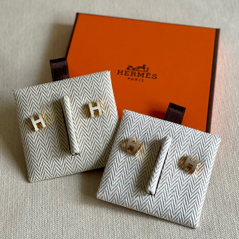 母親節禮物🎁全新現貨🍊Hermes 愛馬仕 Mini Pop H earrings 耳環 耳釘 白金-1