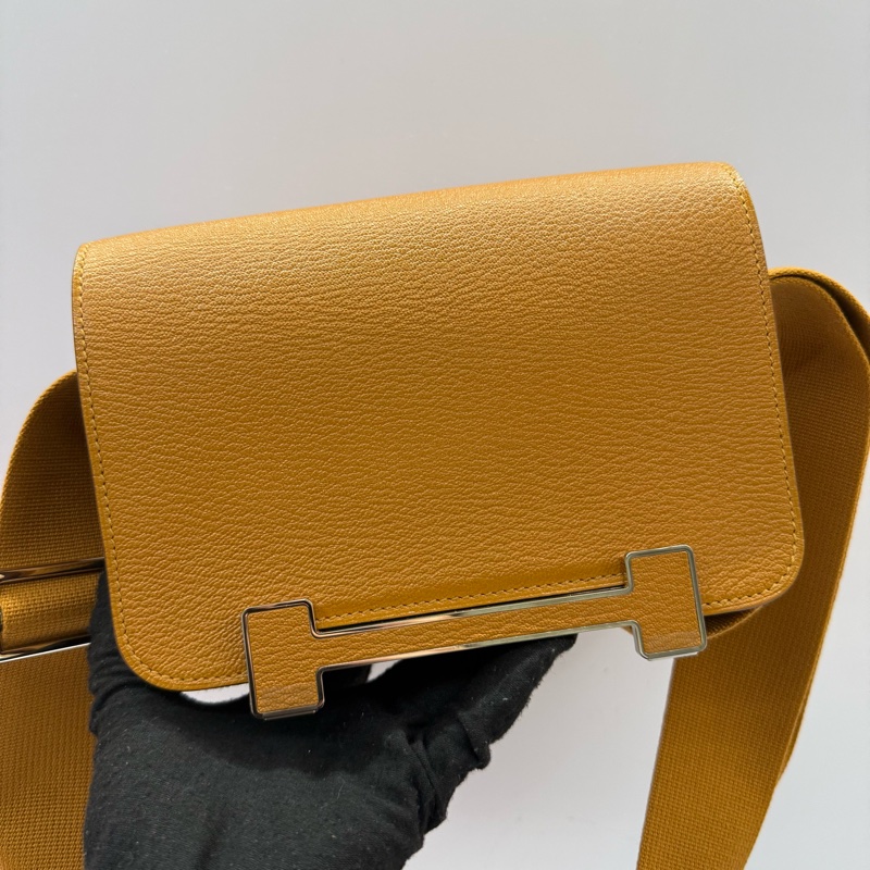 HERMES 愛馬仕 28 CARAMEL 焦糖色 GETA 系列CHEVRE MYSORE山羊皮肩背包 斜背包 B刻-0