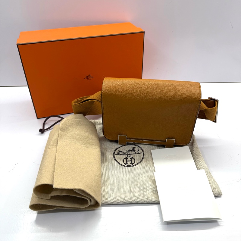 HERMES 愛馬仕 28 CARAMEL 焦糖色 GETA 系列CHEVRE MYSORE山羊皮肩背包 斜背包 B刻-2