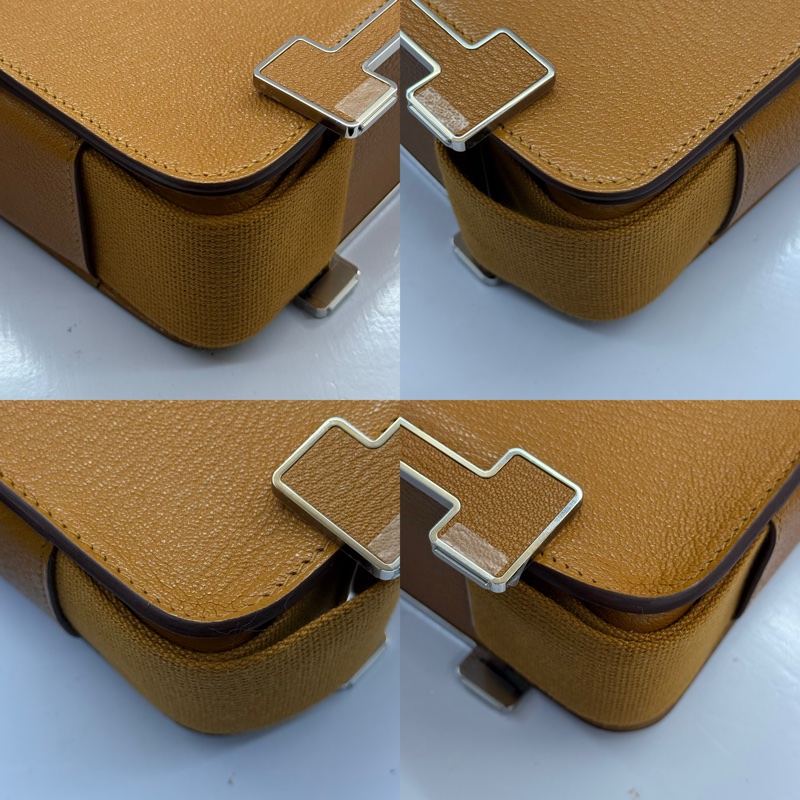 HERMES 愛馬仕 28 CARAMEL 焦糖色 GETA 系列CHEVRE MYSORE山羊皮肩背包 斜背包 B刻-4