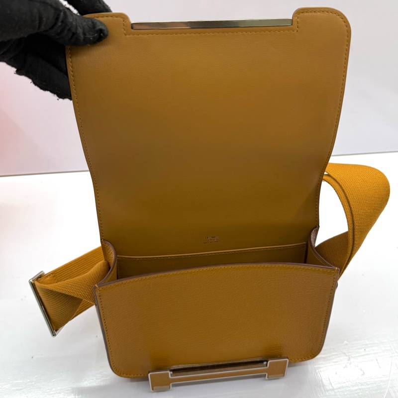 HERMES 愛馬仕 28 CARAMEL 焦糖色 GETA 系列CHEVRE MYSORE山羊皮肩背包 斜背包 B刻-5