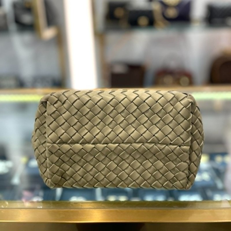 BOTTEGA VENETA 小羊皮編織手提兩用包 淺綠色-3