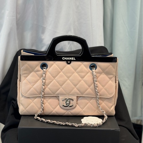 chanel 香奈兒奶茶色 tote衣架 手提 單肩包