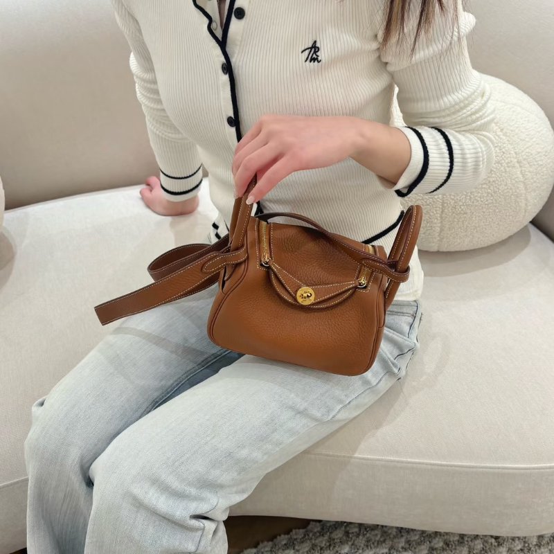 Hermes Mini Lindy 金棕U刻 99新-5