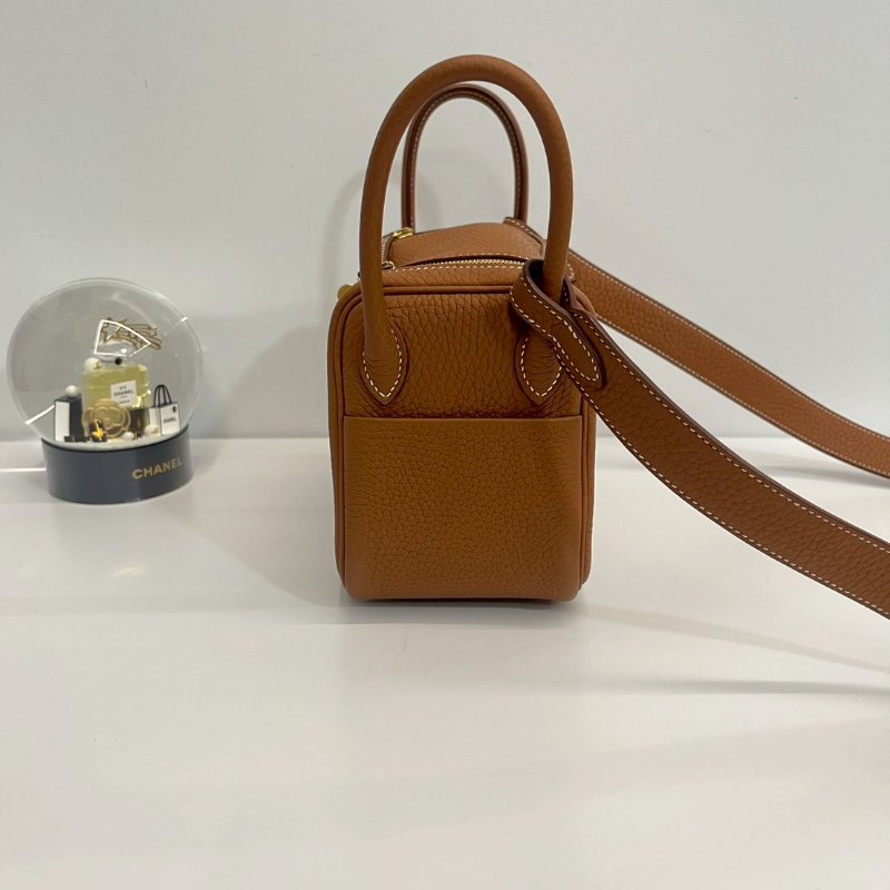Hermes Mini Lindy 金棕U刻 99新-6