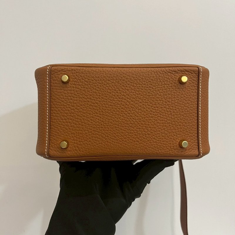 Hermes Mini Lindy 金棕U刻 99新-7