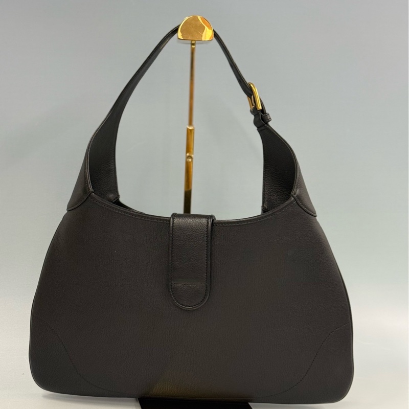 【99新】GUCCI/古馳 新款Aphrodite系列黑色全皮新月包腋下hobo包 中号-1