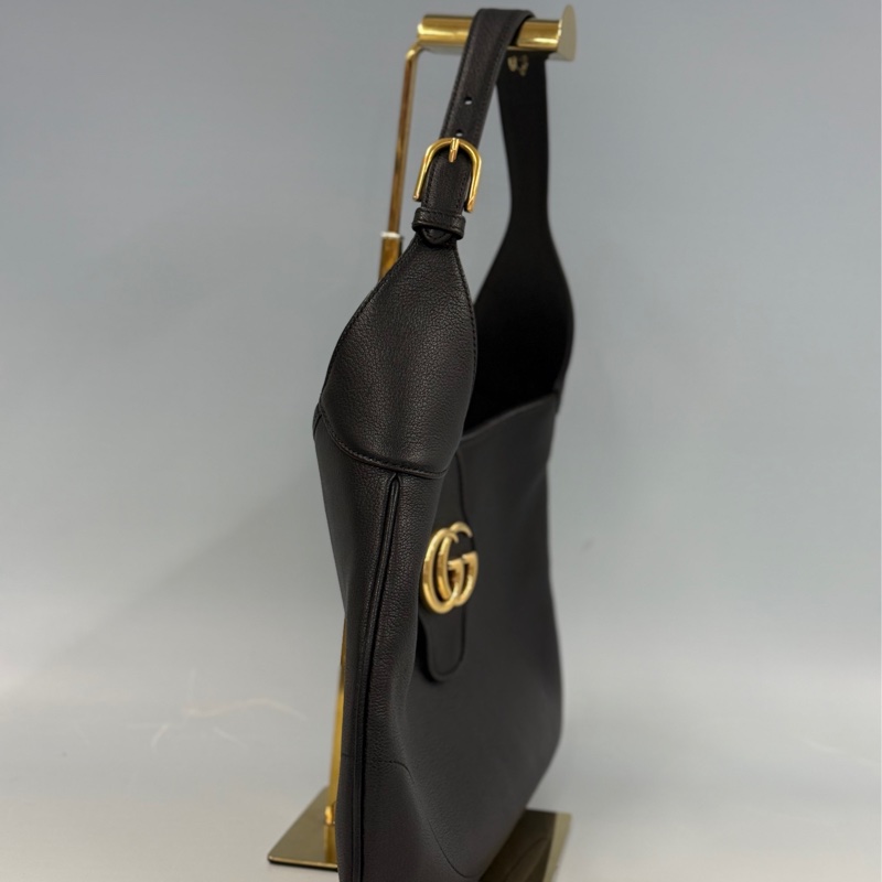 【99新】GUCCI/古馳 新款Aphrodite系列黑色全皮新月包腋下hobo包 中号-2