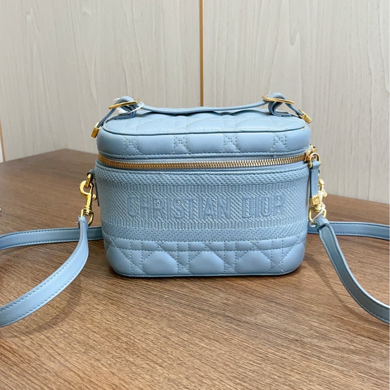 迪奥/Dior 蓝色 化妆包 可拆卸手柄 附肩带 卡片 18*10*13.5-1